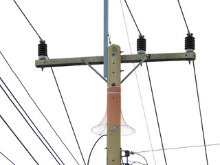 Power Pole with Wires and Bird Protection