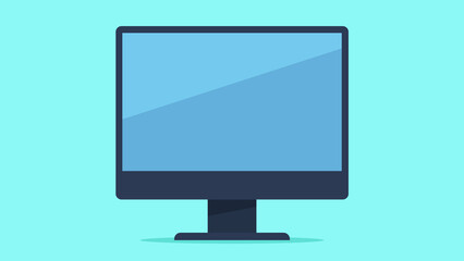 Fototapete - Flat design illustration. Front facing monitor in flat style. Visible monitor screen.