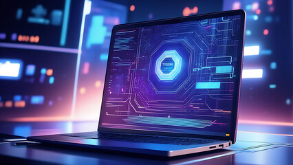 laptop computer with code