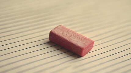 Poster - Conceptual image of a partially worn down eraser resting on lined notebook paper representing the ideas of editing revising or refining a work in progress
