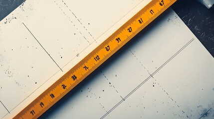 Poster - Conceptual design of a ruler being used to draw straight lines on a blank sheet of paper representing the process of planning organizing