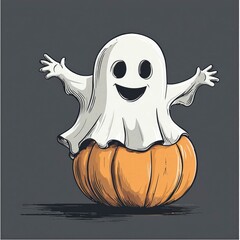 Poster - Friendly Ghost on Pumpkin