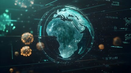 Poster - holographic interface displaying comprehensive monkeypox outbreak data across the african continent 