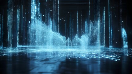 Poster - Holographic projection showcasing the dynamic and responsive visualization of an algorithm as an interactive and futuristic data model