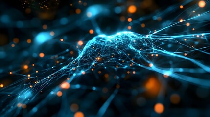 Poster - Holographic Depicting the Complex Structure and Components of a Neural Network Model Showcasing the Interconnected Patterns and Algorithms Powering Intelligence Systems