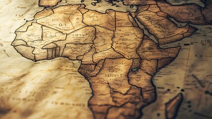 Poster - detailed geographic map of the african continent illustrating the spread patterns and distribution o