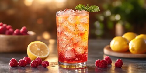 Sticker - Iced Raspberry Lemonade with Mint Garnish