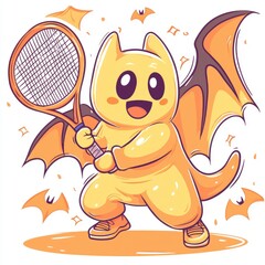 Poster - Cute Dragon Playing Tennis