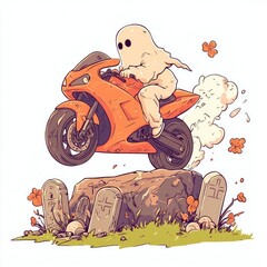 Canvas Print - Ghost Rider on a Motorcycle