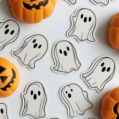 Poster - Halloween Ghost Stickers on White Background