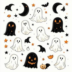 Sticker - Halloween Ghost and Moon Stickers