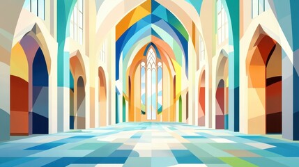 Poster - Experience a stunning cartoon cathedral, rich in intricate details and a calming vibe, perfect for art lovers and dreamers.