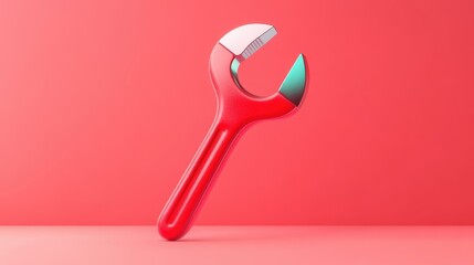 Poster - This sleek 3D wrench graphic boasts a modern design with playful textures, ideal for enhancing creative projects.