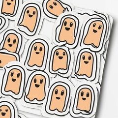 Canvas Print - Cute Orange Ghost Stickers