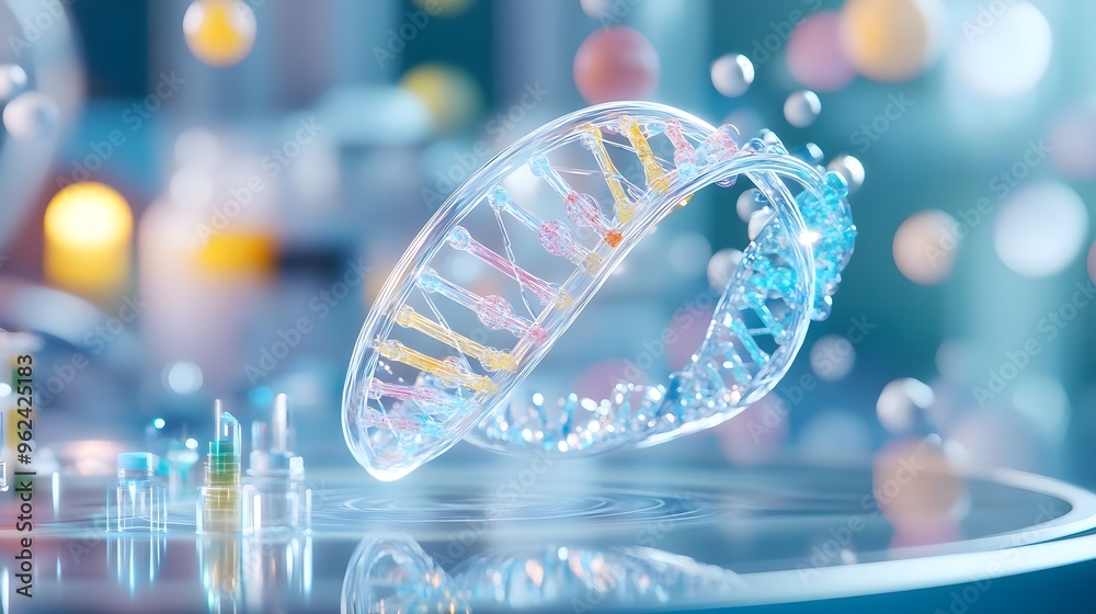 DNA Double Helix 3D Model, Blue Background, Science Illustration Stock ...