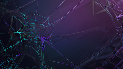 Wall Mural - abstract spider web background with chaotic, overlapping strands that form geometric patterns