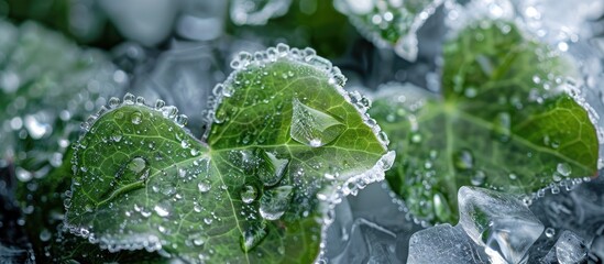 Sticker - Green Leaf Covered In Ice