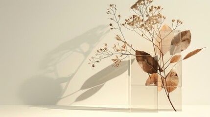 Wall Mural - Geometric arrangement of dried flowers emphasizes clarity and function in Bauhaus wallpaper