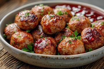 Wall Mural - Swedish Meatballs with Lingonberry Sauce