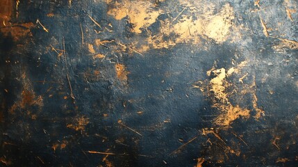 Close up of dark grey and gold painted texture with subtle scratches.