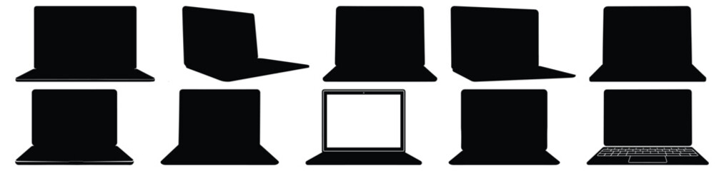 Wall Mural - Laptop silhouette set vector design big pack of computer illustration and icon