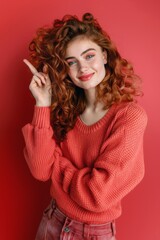 Stylish charming young woman bold hair exuding confidence. Confident young woman delightful smile and unique hair style. Young woman's vibrant hairstyle symbolizes modern confidence.