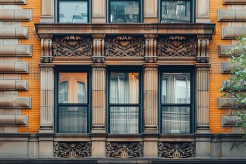 Facade of Parisian building. Paris is the capital and most populous city of France.