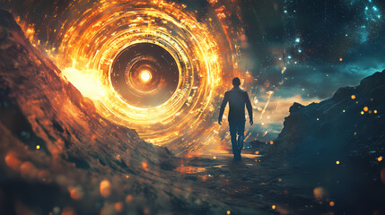 space of time dimension concept. time theory. time traveler. illustration
