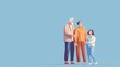 © Zhanna - An illustration depicting a multi-generational family in a contemporary, minimalist style. Set against a soft pastel background, the artwork highlights family relationships and the warmth of