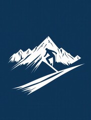 Poster - A skier descends a snow-covered mountain, capturing the thrill of winter sports in a minimalist design. Generative AI