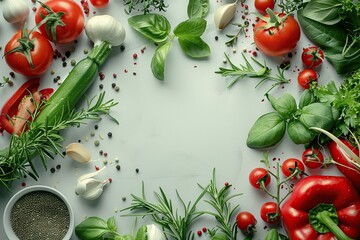 Wall Mural - Fresh Vegetables and Herbs for Cooking