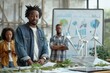 © Road Red Runner - An African American man discusses renewable energy concepts in a vibrant workspace with colleagues nearby.