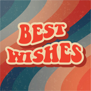Retro greeting card Best Wishes. Groove Christmas card. Vector illustration