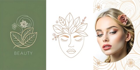 Canvas Print - Wector woman face line design .Logo.