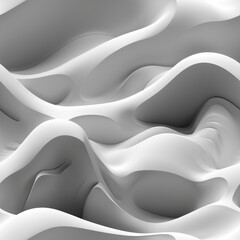 Poster - This artwork features smooth, flowing shapes and undulating patterns in various shades of white, creating a serene and contemporary atmosphere with a focus on texture and form.