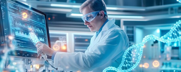 Wall Mural - Scientist Working with DNA Technology in Lab