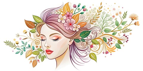 Canvas Print - Wector woman face line design .Logo.