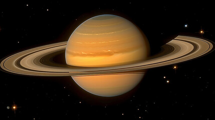 Wall Mural - This captivating celestial display showcases Saturn surrounded by its stunning rings, illuminating the vastness of space. The scene highlights the planet's unique colors and textures.
