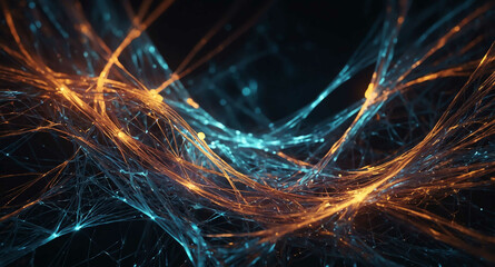 Wall Mural - Glowing network connections swirl abstract background