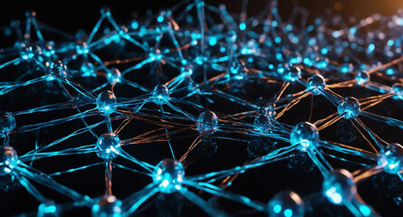 Canvas Print - Glowing network nodes with connections abstract background