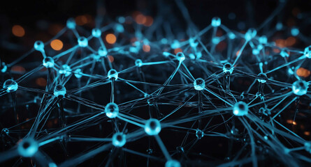Poster - Glowing network nodes with connections abstract background