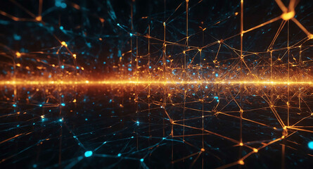 Wall Mural - Glowing quantum tech nodes abstract background