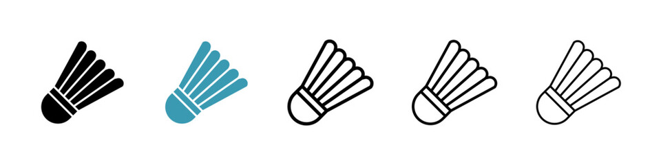 Shuttlecock thin line vector icon set.