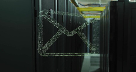 Poster - Image of email icon and digital data processing over computer servers