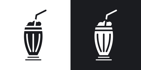 Wall Mural - Milk shake solid vector icon set in black and white color.