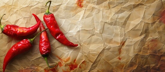 Wall Mural - Hot Red Chili Isolated On Paper Background