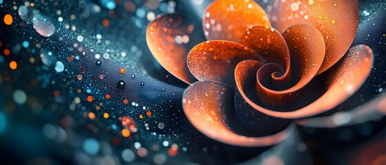 Wall Mural - Abstract Orange Flower with Dewdrops and Bokeh