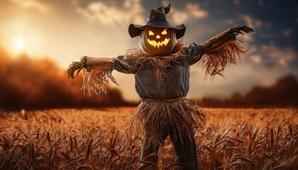 Wall Mural - Realistic Halloween Goblin Scarecrow