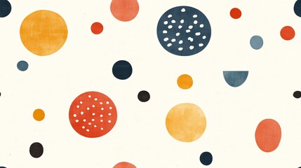 Poster - Playful Planets: A whimsical watercolor pattern of colorful dots and circles dances across a clean background, evoking a sense of childlike wonder and modern design