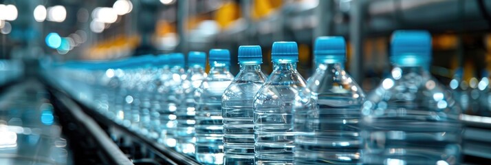 Poster - Production Line for Manufacturing Plastic PET Bottles in an Industrial Setting